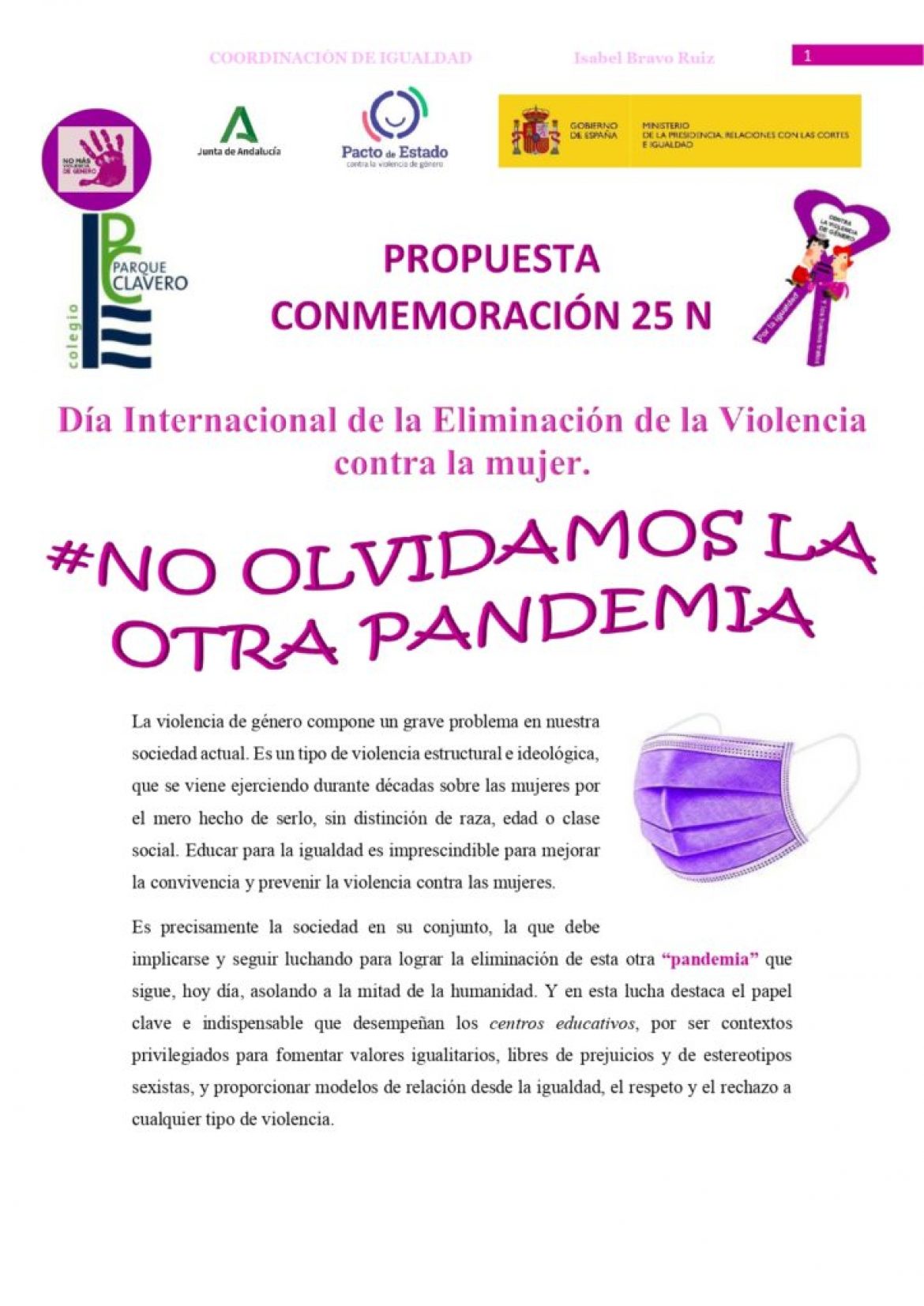 Día Internacional de la Eliminación de la Violencia contra la mujer