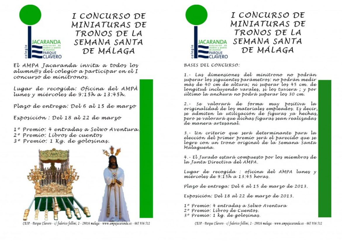 I Concurso de Miniaturas de Tronos de la Semana Santa Malagueña